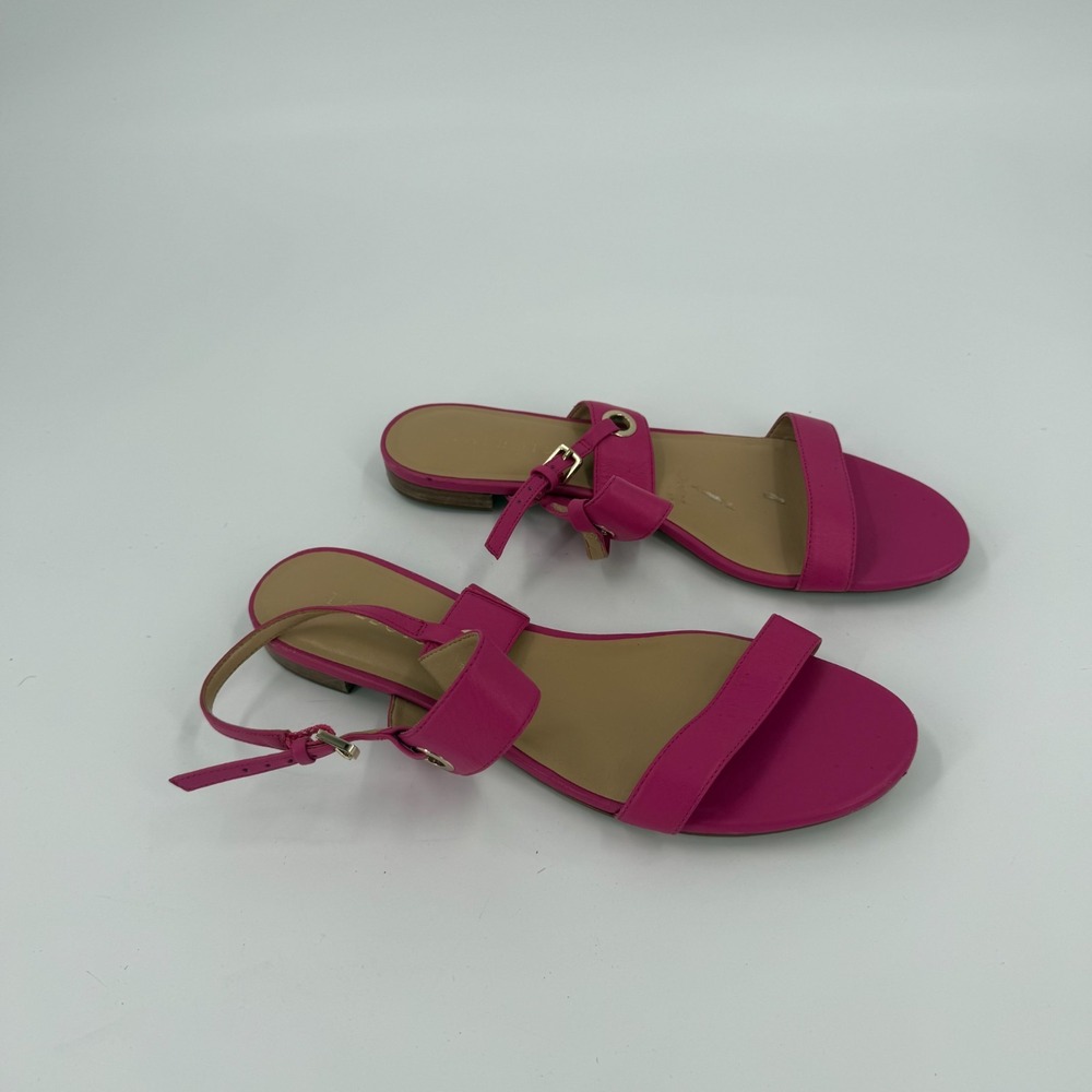 Talbots Slingback Sandals Womens 9.5M Pink Genuine Leather Open Toe Buckle Strap